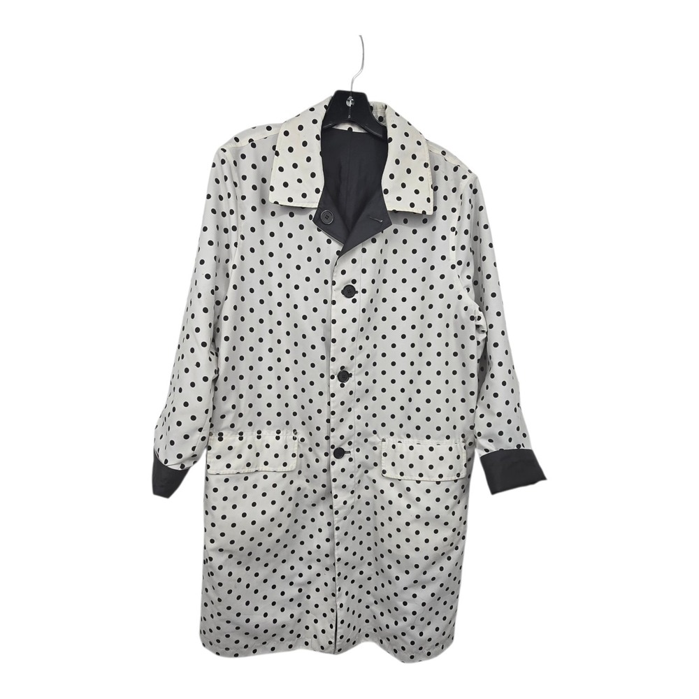 Liz Claiborne Polka Dot Reversible Rain Coat Women XL Black White Classic Spring